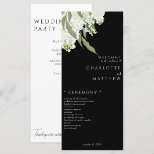 Elegant White Floral B/W Wedding Program