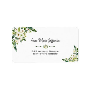 Elegant White Floral Blooming Wedding Label