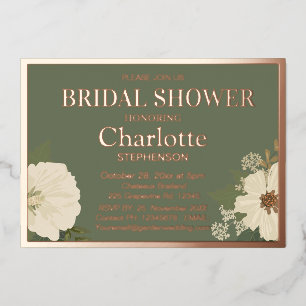 Elegant White Floral Blooms Bridal Shower Green