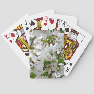 Elegant white floral blossom photo playing cards