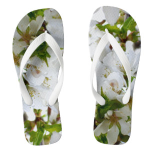 Elegant white floral blossom photo thongs