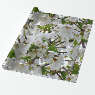 Elegant white floral blossom photo wrapping paper