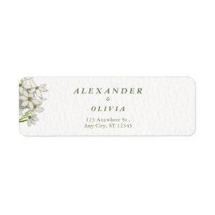 Elegant White Floral Botanical Wedding Return Address Label