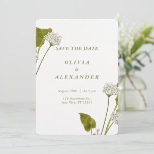 Elegant White Floral Botanical Wedding Save The Date