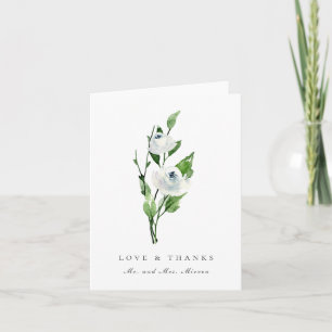Elegant White Floral Bouquet Wedding Thank You Card