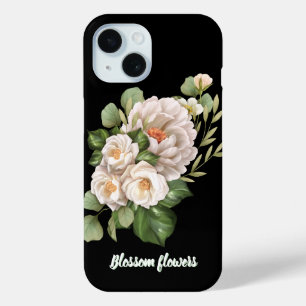 Elegant white floral bouquet with green leaves iPhone 15 case