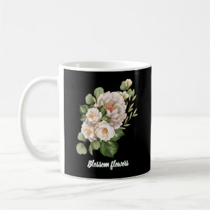 Elegant white floral bouquet with green leaves coffee mug