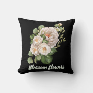 Elegant white floral bouquet with green leaves cushion