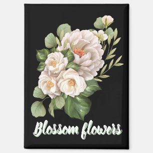 Elegant white floral bouquet with green leaves magnet