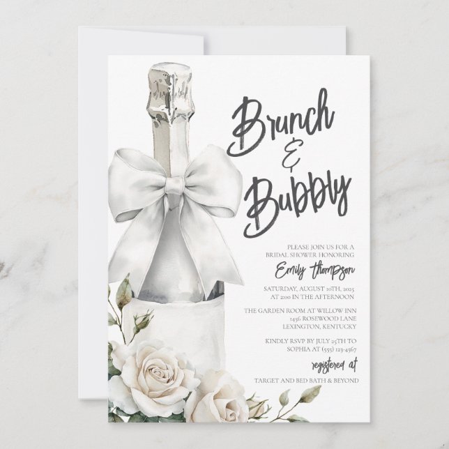 Elegant White Floral Brunch and Bubbly  (Front)