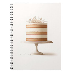 Elegant White Floral Cake Wedding Guestbook Notebook