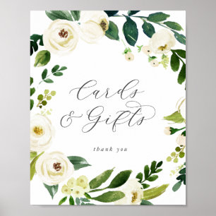 Elegant White Floral Cards and Gifts Poster