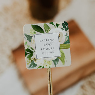 Elegant White Floral   Champagne Envelope Seals