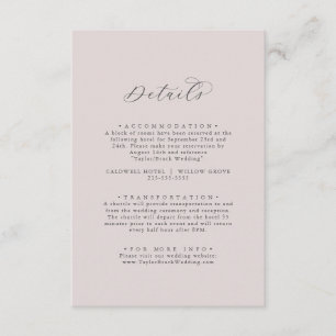 Elegant White Floral Coordinate Blush Mauve Detail Enclosure Card