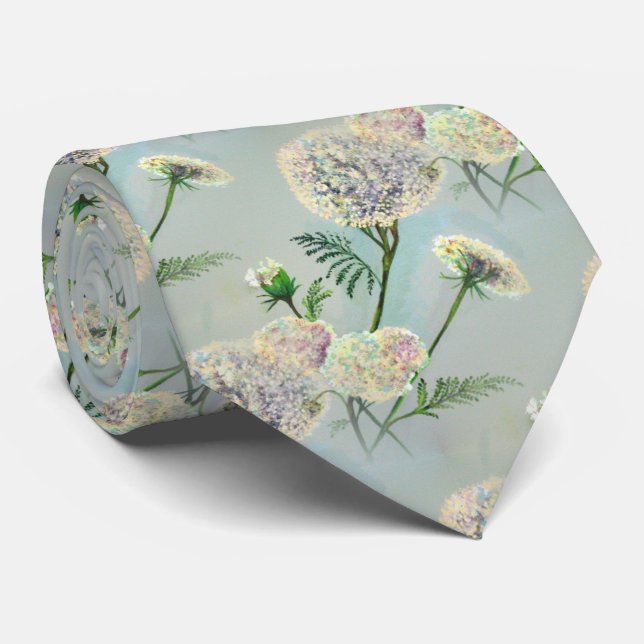 Elegant White Floral Easter Tie (Rolled)