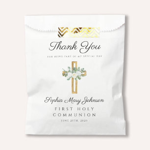 Elegant White Floral First Communion  Favour Bag