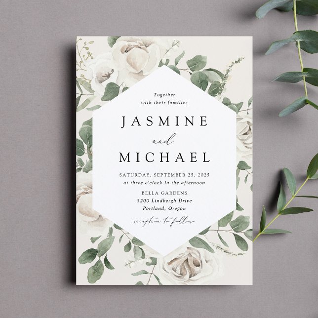 Elegant White Floral Frame Wedding Invitation (Creator Uploaded)