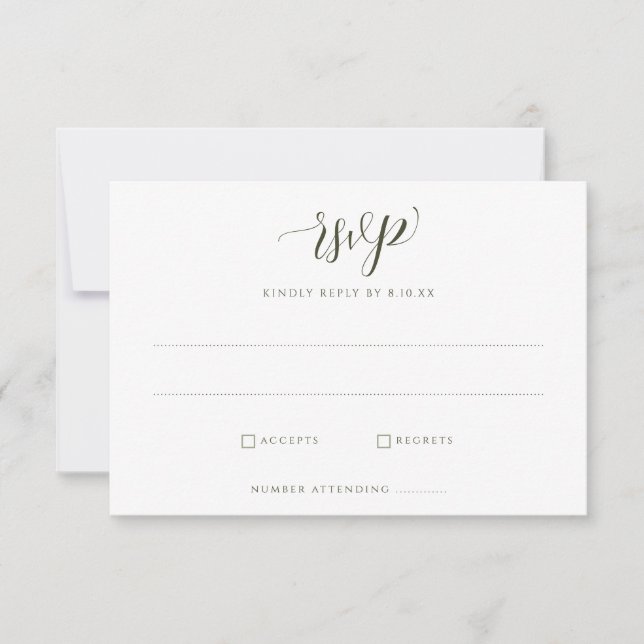 Elegant White Floral Greenery Foliage Wedding RSVP (Front)