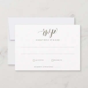 Elegant White Floral Greenery Foliage Wedding RSVP Card