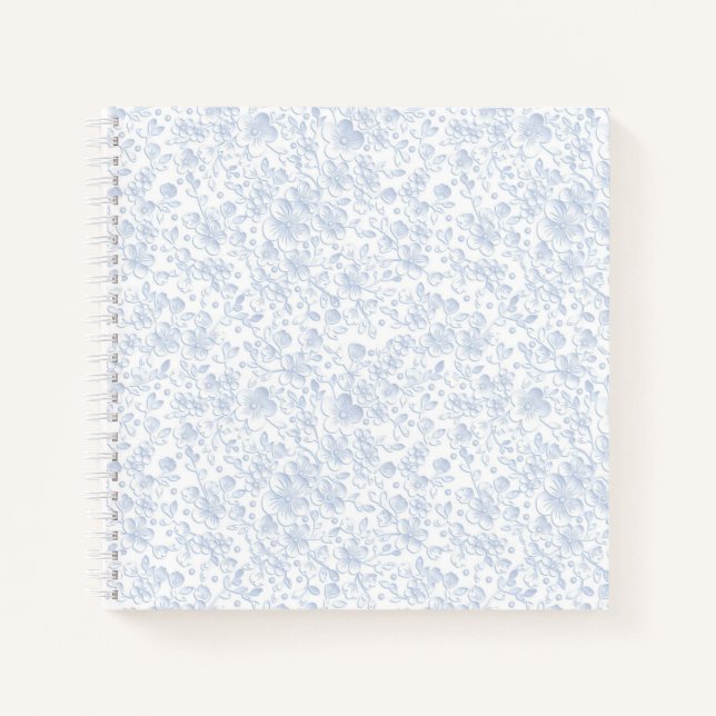 Elegant White Floral Hibiscus Daisies Pattern | Notebook (Front)