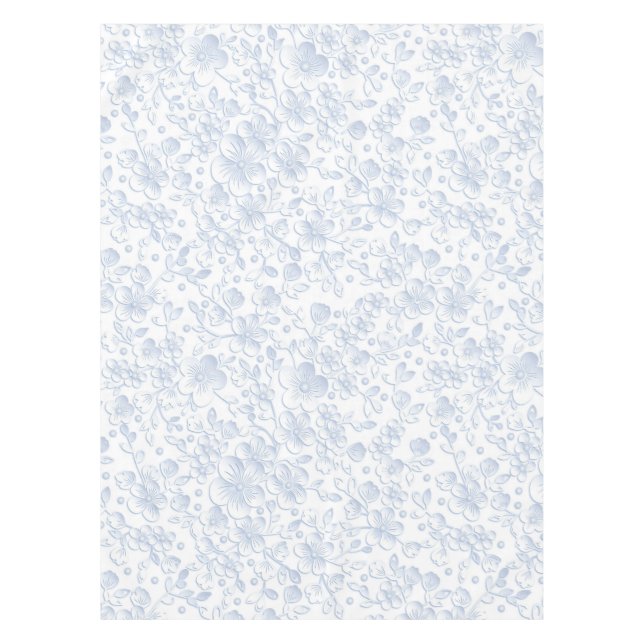 Elegant White Floral Hibiscus Daisies Pattern | Tablecloth (Front)