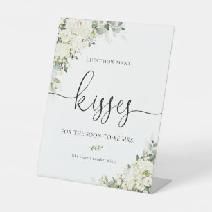 Elegant White Floral How Many Kisses Sign