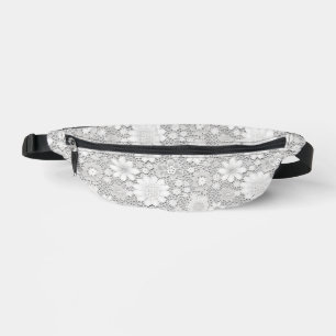 Elegant white floral lace pattern bum bags
