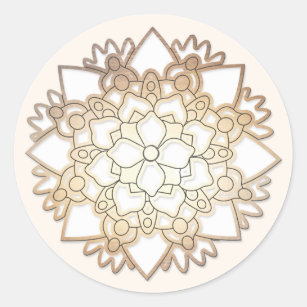 Elegant White Floral Lotus Mandala Flower Sticker