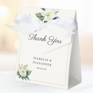 Elegant White Floral Monogrammed Wedding Thank You Favour Box