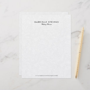 Elegant White Floral Paisley Lace Letterhead