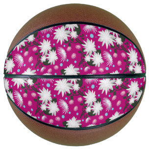 Elegant White Floral Pattern Botanical Design Basketball
