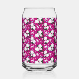 Elegant White Floral Pattern Botanical Design Can Glass