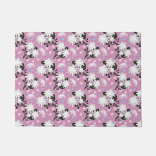 Elegant White Floral Pattern Botanical Design Doormat