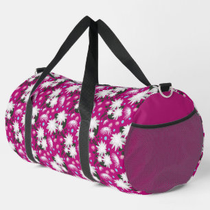 Elegant White Floral Pattern Botanical Design Duffle Bag