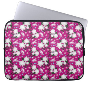 Elegant White Floral Pattern Botanical Design Laptop Sleeve