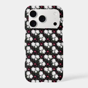 Elegant White Floral Pattern on Black Background