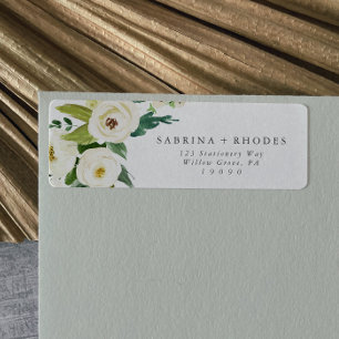 Elegant White Floral Return Address Label