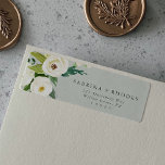 Elegant White Floral | Sage Mint Return Address Return Address Label<br><div class="desc">These elegant white floral sage mint return address labels are perfect for a classic wedding. The modern vintage design features beautifully romantic ivory and cream watercolor rose and peony flowers with dark green leaves, greenery and botanicals. These labels can be used for a wedding, bridal shower, special event or any...</div>