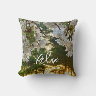Elegant white floral sunrise sunset cushion