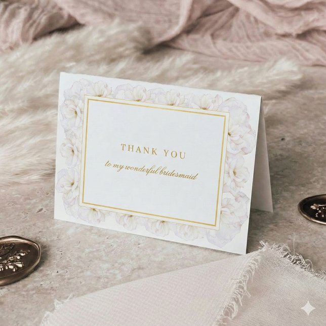 Elegant White Floral thank you Bridesmaid card (Creator Uploaded)