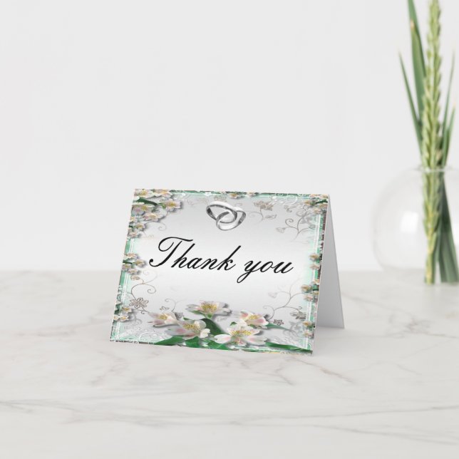 Elegant White Floral Thank You Card (Front)