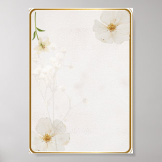 Elegant White Floral Wall Art Print | Minimalist G
