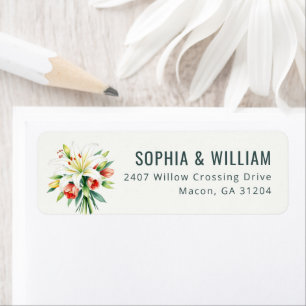 Elegant White Floral Watercolor Return Address Label