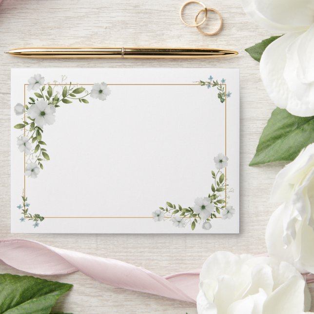 Elegant White Floral Wedding Envelope Liner Design (Wedding)