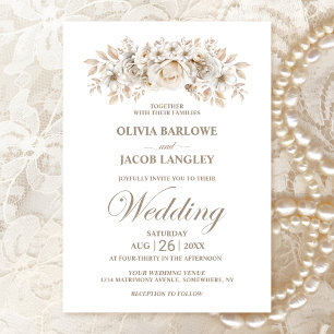 Elegant White Floral Wedding Invitation