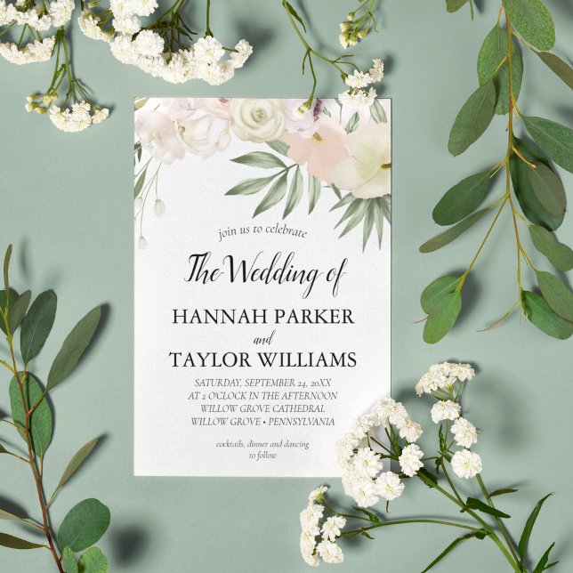 Elegant White Floral Wedding Invitation (Creator Uploaded)