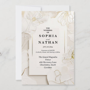 Elegant White Floral Wedding Invitation   Customiz