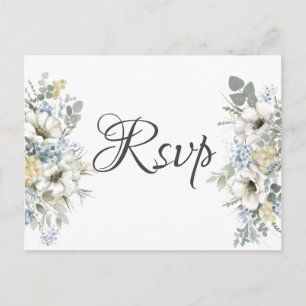 Elegant White Floral Wedding Invitation Postcard