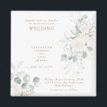 Elegant  White Floral Wedding Magnet<br><div class="desc">White Floral Wedding  invitation magnet.  Square.  White Floral.  Foliage.  Elegant.</div>