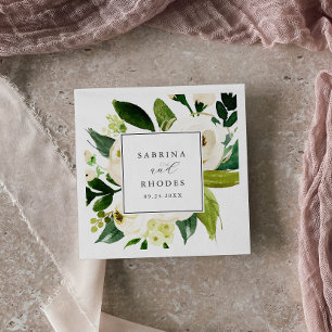 Elegant White Floral Wedding Napkins